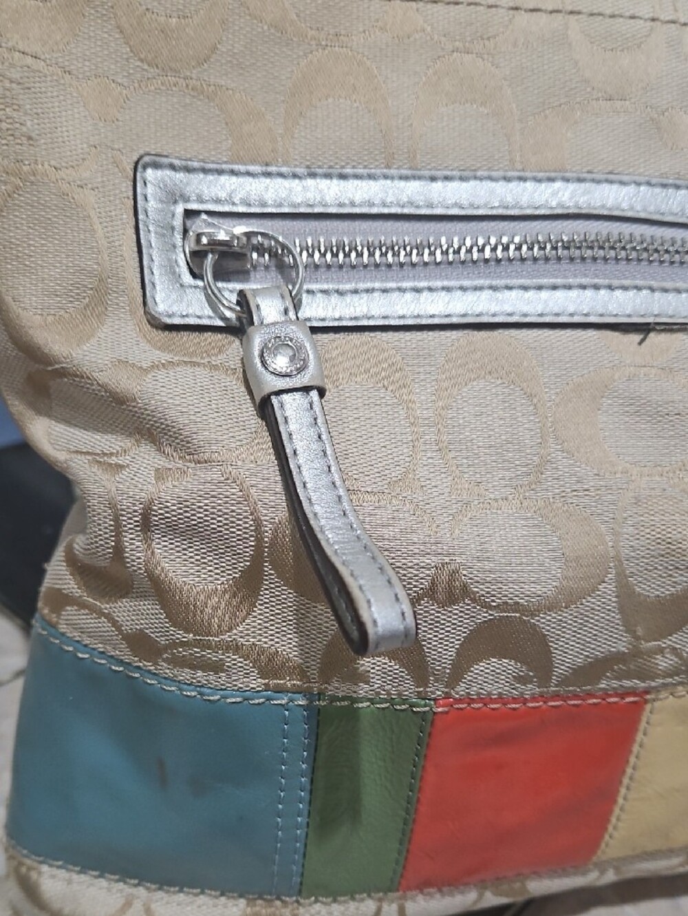 Coach F17441 Khaki Signature Canvas Crossbody with Color Block - Picture 7 of 14